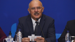 Ministro da Educação, Milton Ribeiro, durante coletiva do INEP