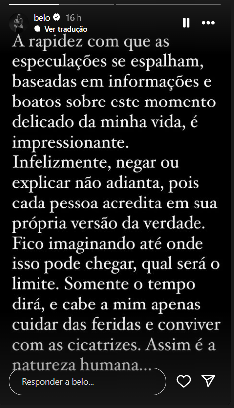 Belo Se Pronuncia Sobre Boatos De Que Teve Uma Amante Fico Imaginando