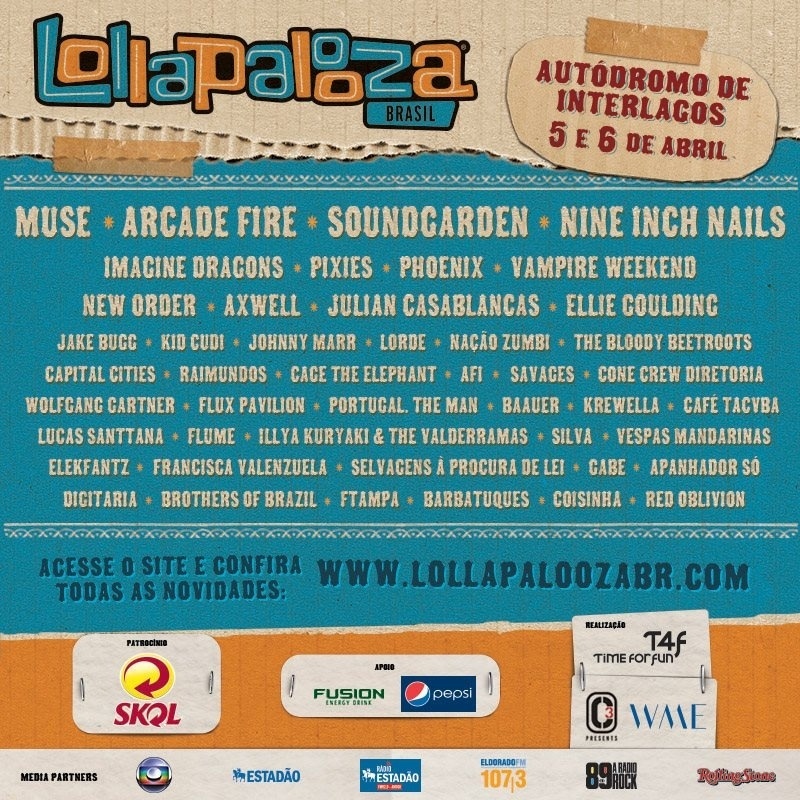 Confira os horários das atrações do festival Lollapalooza 2014 Jovem Pan