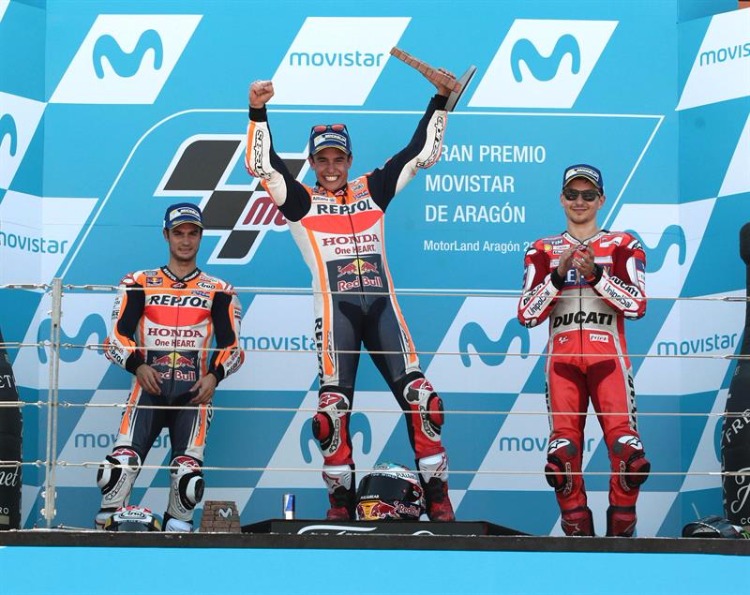 Etapa de Aragão da MotoGP teve pódio espanhol com Marc Márquez, Dani Pedrosa e Jorge Lorenzo