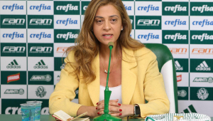 Leila Pereira durante entrevista coletiva