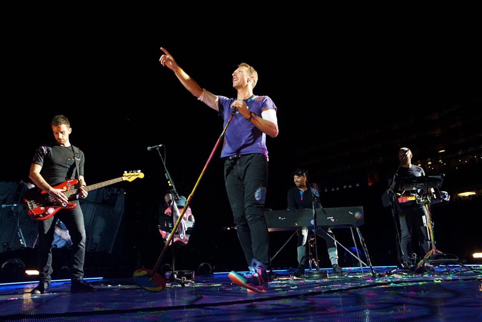 Coldplay durante apresentação de 2018