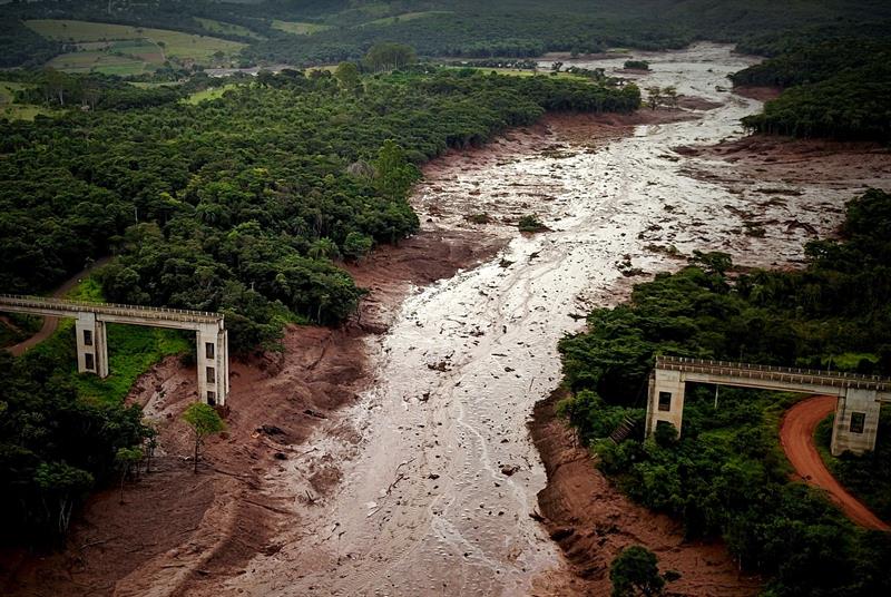 Área atingida por rejeitos da barragem de Brumadinho