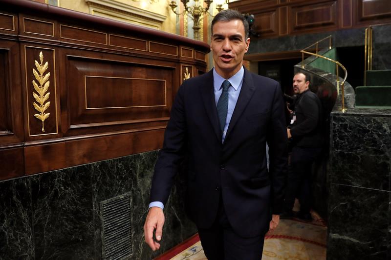 O premiê espanhol. Pedro Sánchez, em sessão no Parlamento da Espanha nesta quarta-feira (13)