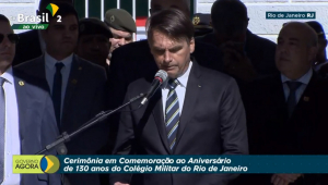 O presidente Jair Bolsonaro participou nesta segunda-feira (6) do 130º aniversário do Colégio Militar no Rio de Janeiro