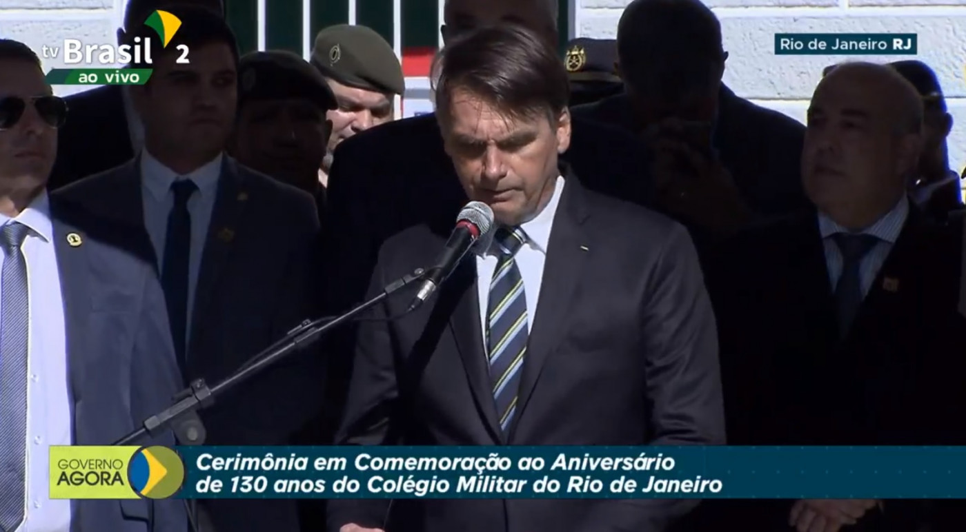 O presidente Jair Bolsonaro participou nesta segunda-feira (6) do 130º aniversário do Colégio Militar no Rio de Janeiro