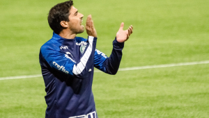 Abel Ferreira motiva jogadores do Palmeiras durante partida contra o RB Bragantino