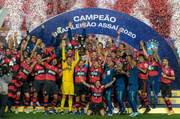 time do flamengo comemora o título do Campeonato Brasileiro