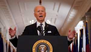 O presidente dos Estados Unidos, Joe Biden, durante pronunciamento aos americanos