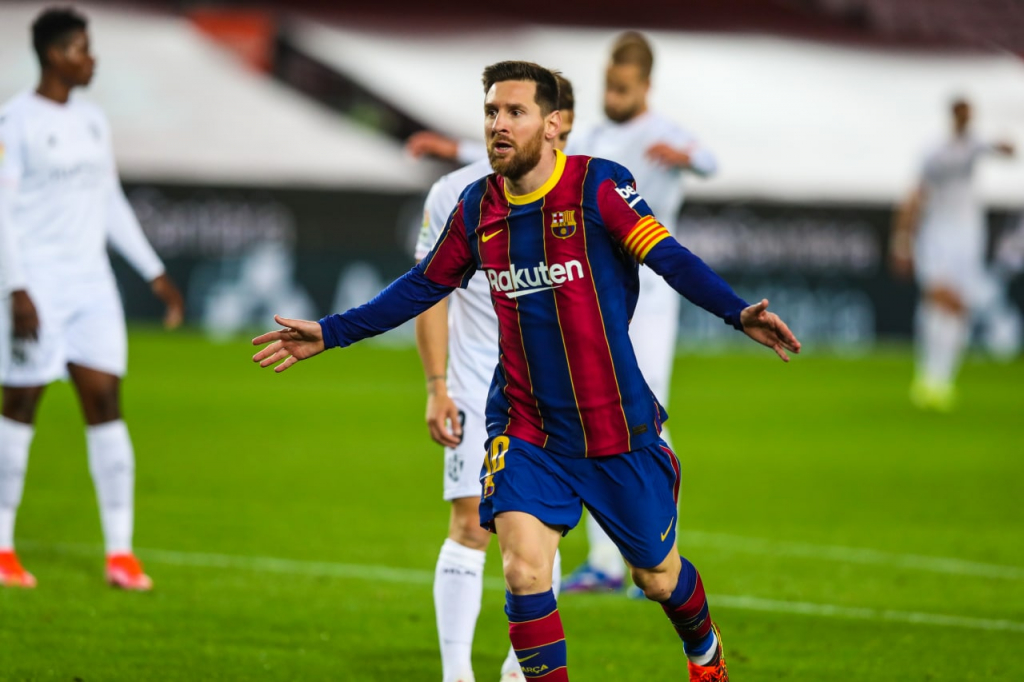 lionel messi na vitória do Barcelona contra o Huesca