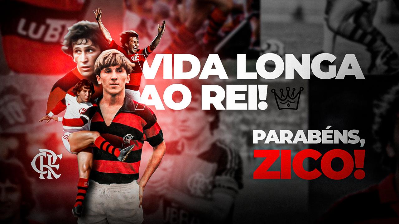 Post do Flamengo parabenizando Zico