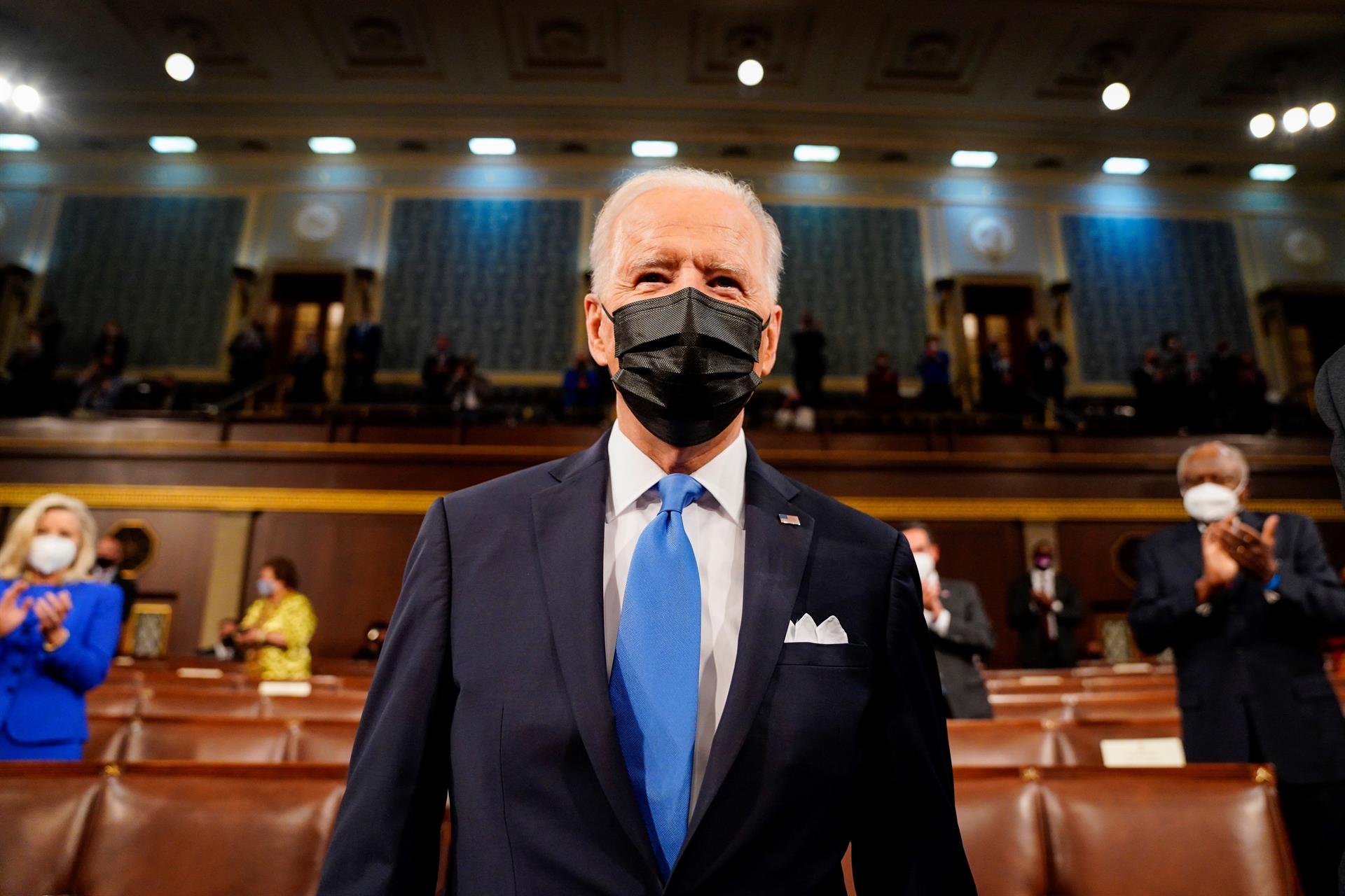 Joe Biden discursou no Congresso Nacional na véspera do seu centésimo dia como presidente dos Estados Unidos