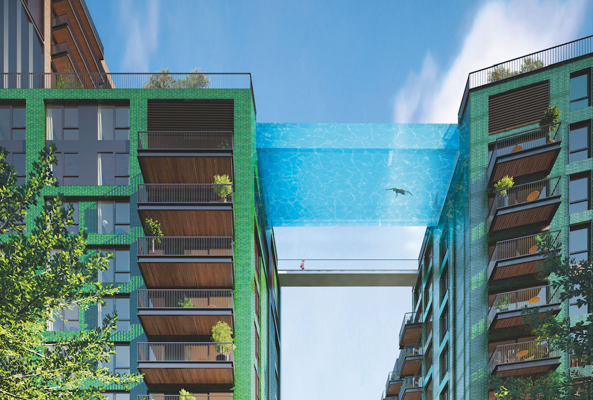 Londres inaugura primeira piscina transparente suspensa entre dois prédios do mundo