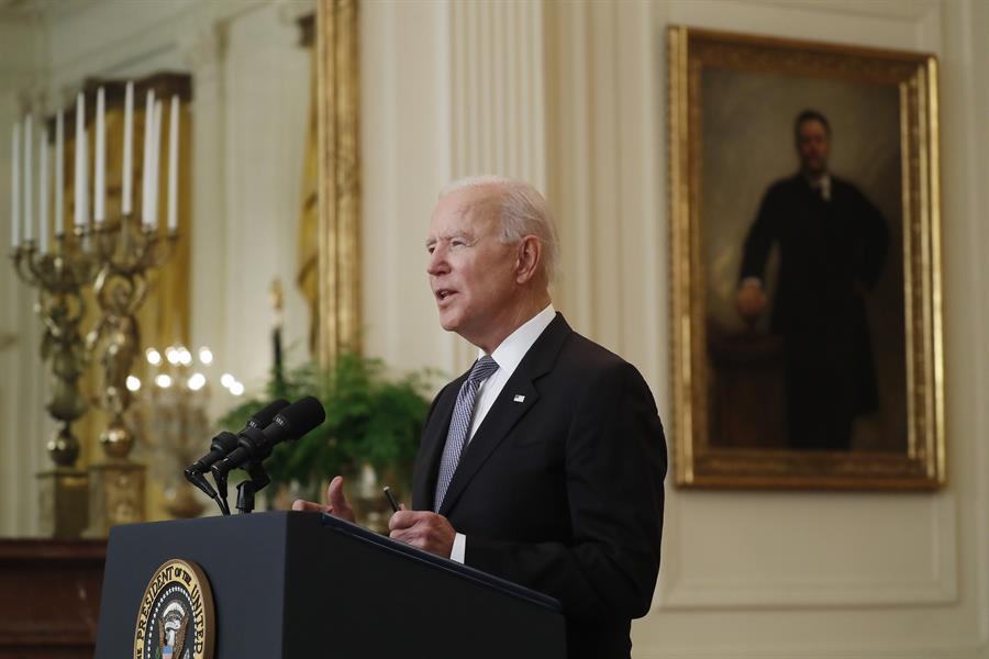 O presidente dos EUA Joe Biden durante pronunciamento