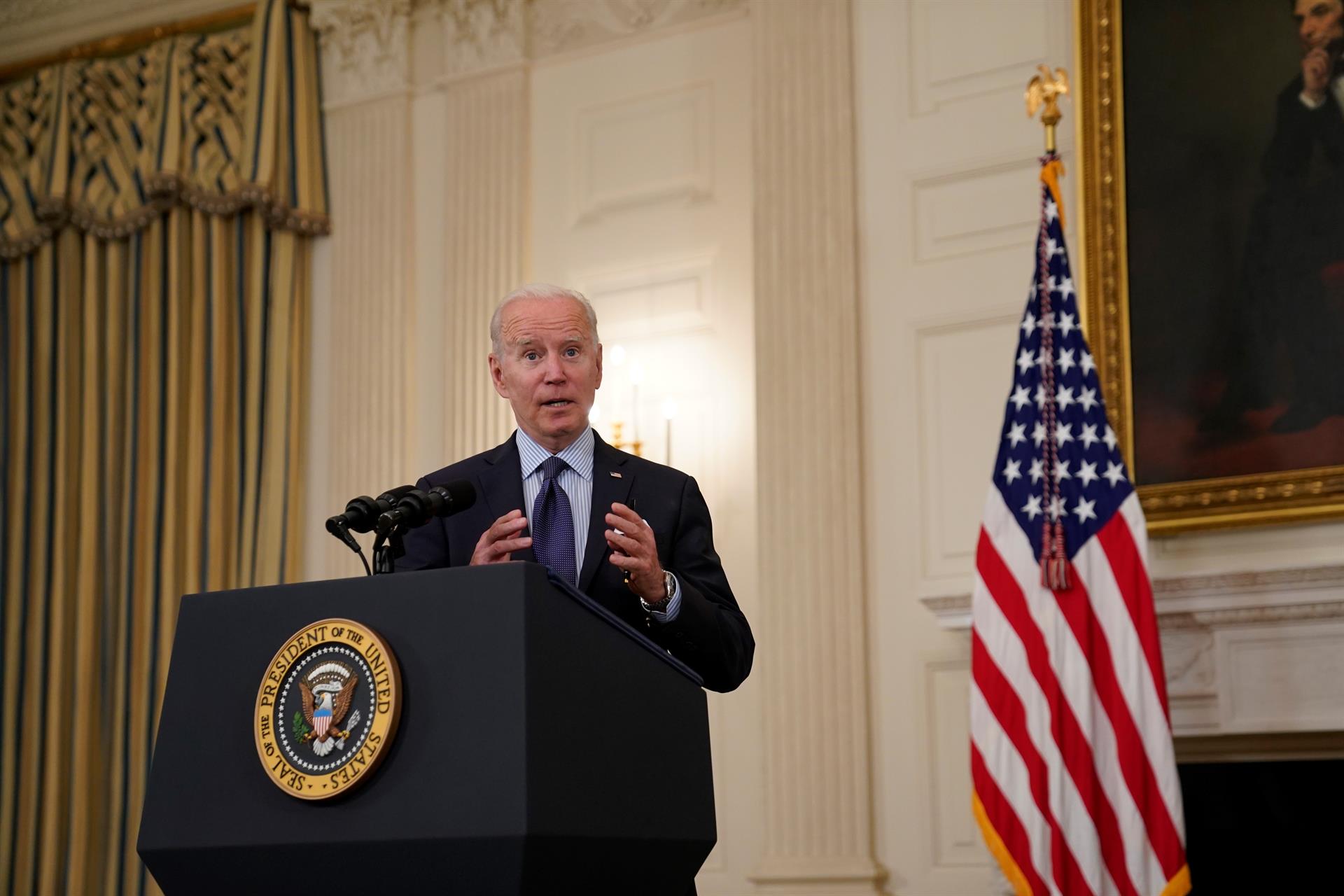 Presidente dos Estados Unidos, Joe Biden, anuncia novas metas de vacinação contra a Covid-19 em coletiva de imprensa na Casa Branca