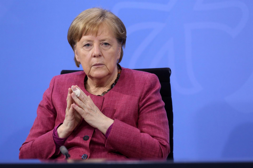 A chanceler alemã, Angela Merkel (CDU), em entrevista coletiva