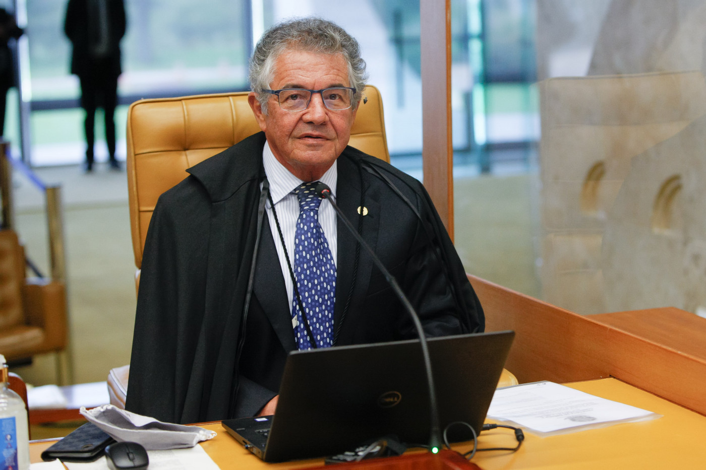 O ministro do Supremo Tribunal Federal, Marco Aurélio durante sessão por videoconferência