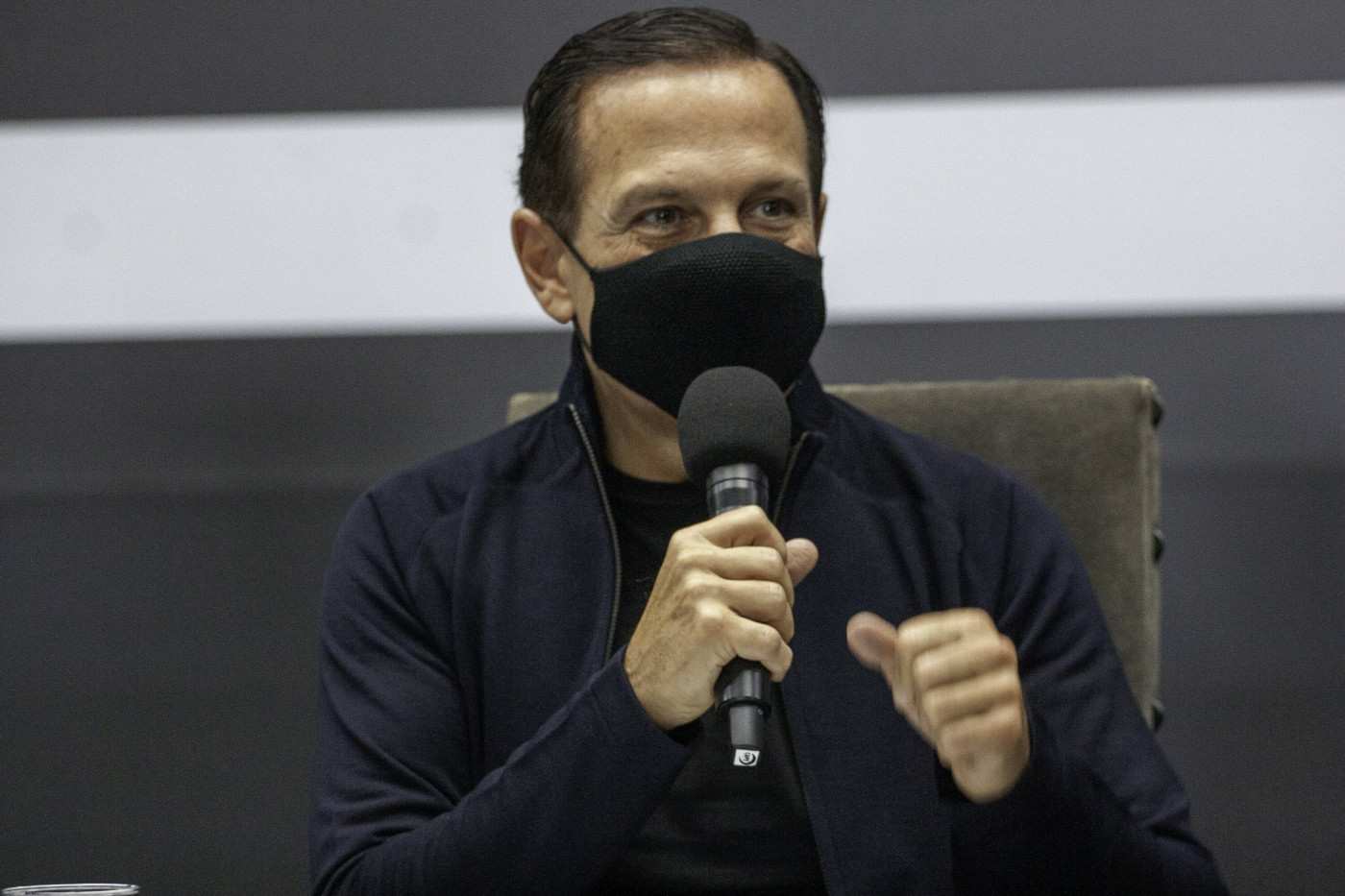 O governador de São Paulo, João Doria (PSDB), durante entrevista coletiva concedida no Palácio dos Bandeirantes