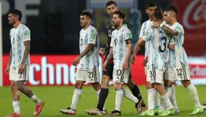 seleção argentina durante partida das eliinatórias