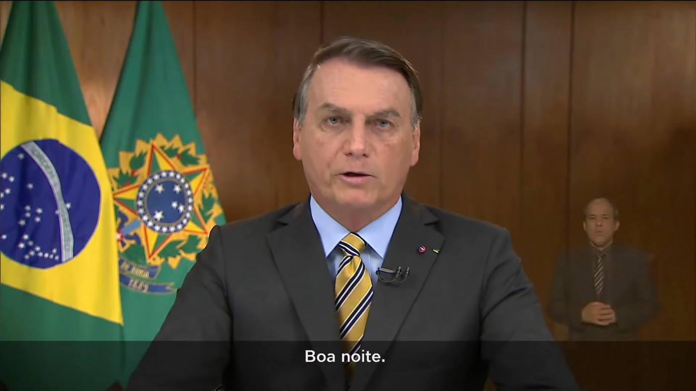 Jair Bolsonaro durante pronunciamento