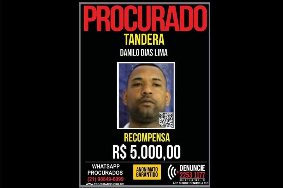 Cartaz de procurado de Danilo Dias Lima, o Tandera
