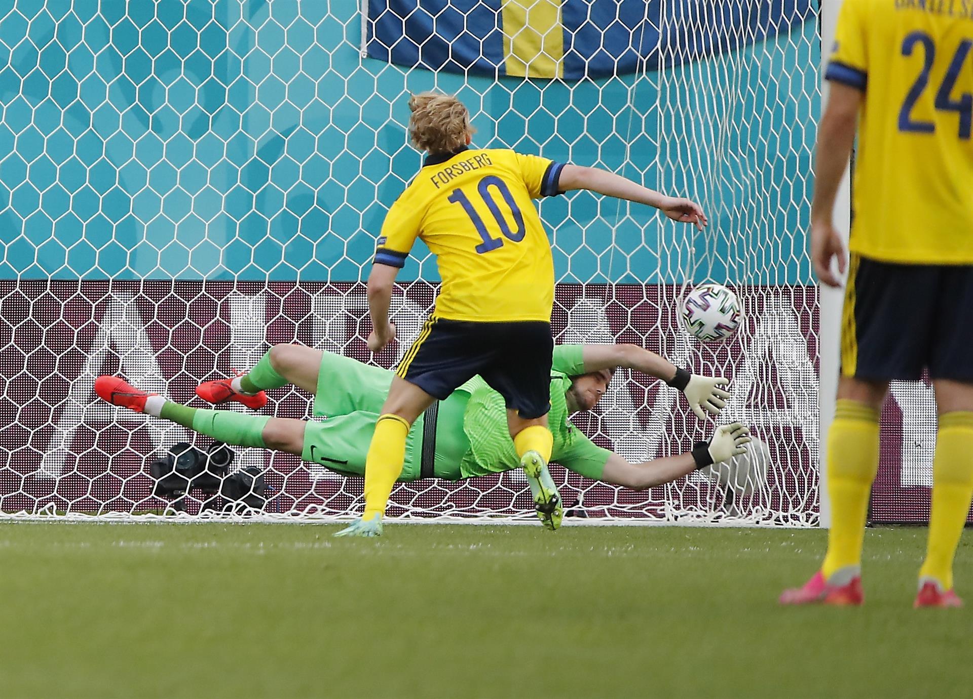 Forsberg marcou na vitória da Suécia sobre a Eslováquia pela Eurocopa