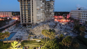 Imagem de parte de prédio que desabou em Miami