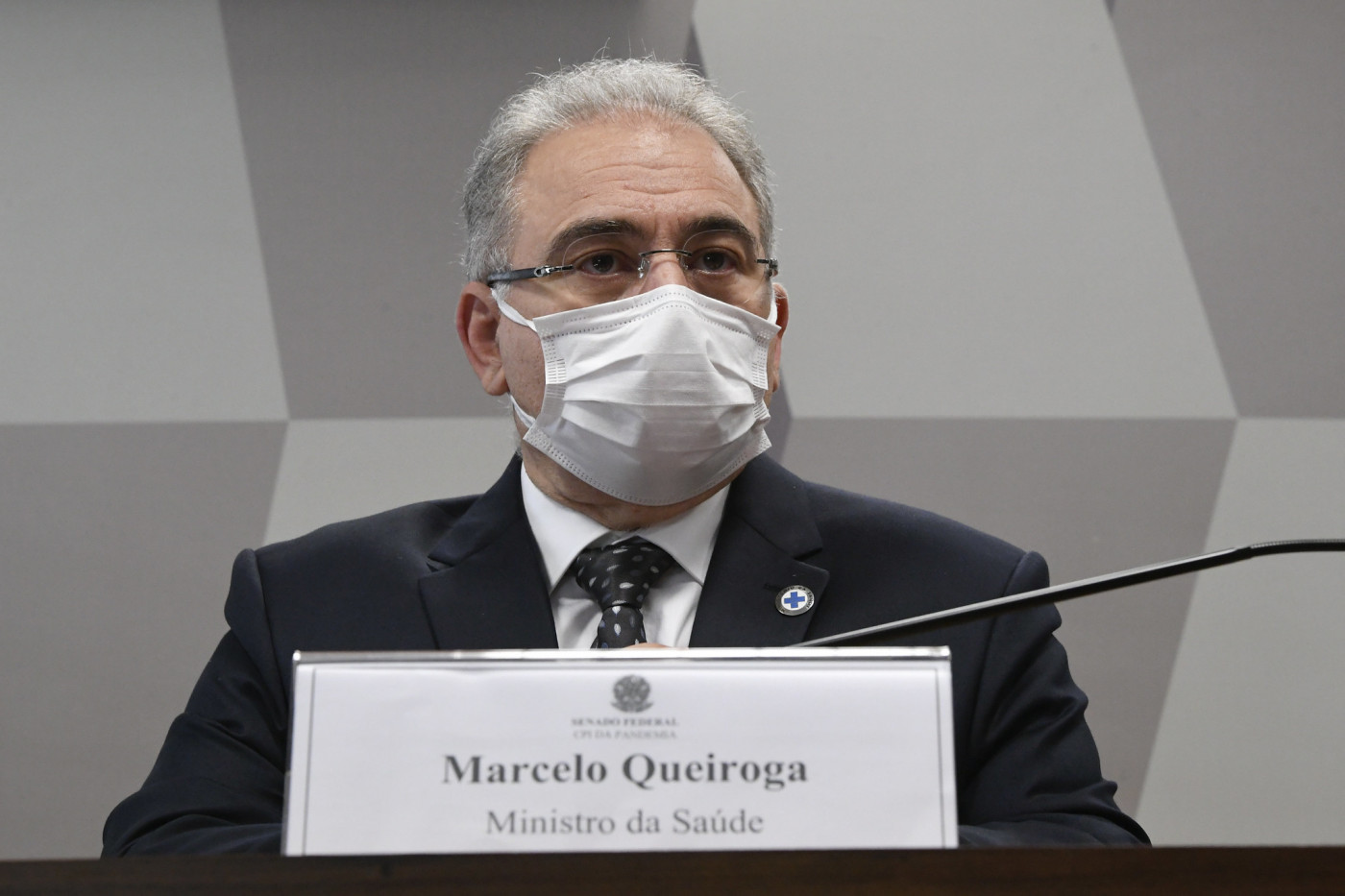 O ministro da Saúde, Marcelo Queiroga, durante pronunciamento na CPI da Covid-19