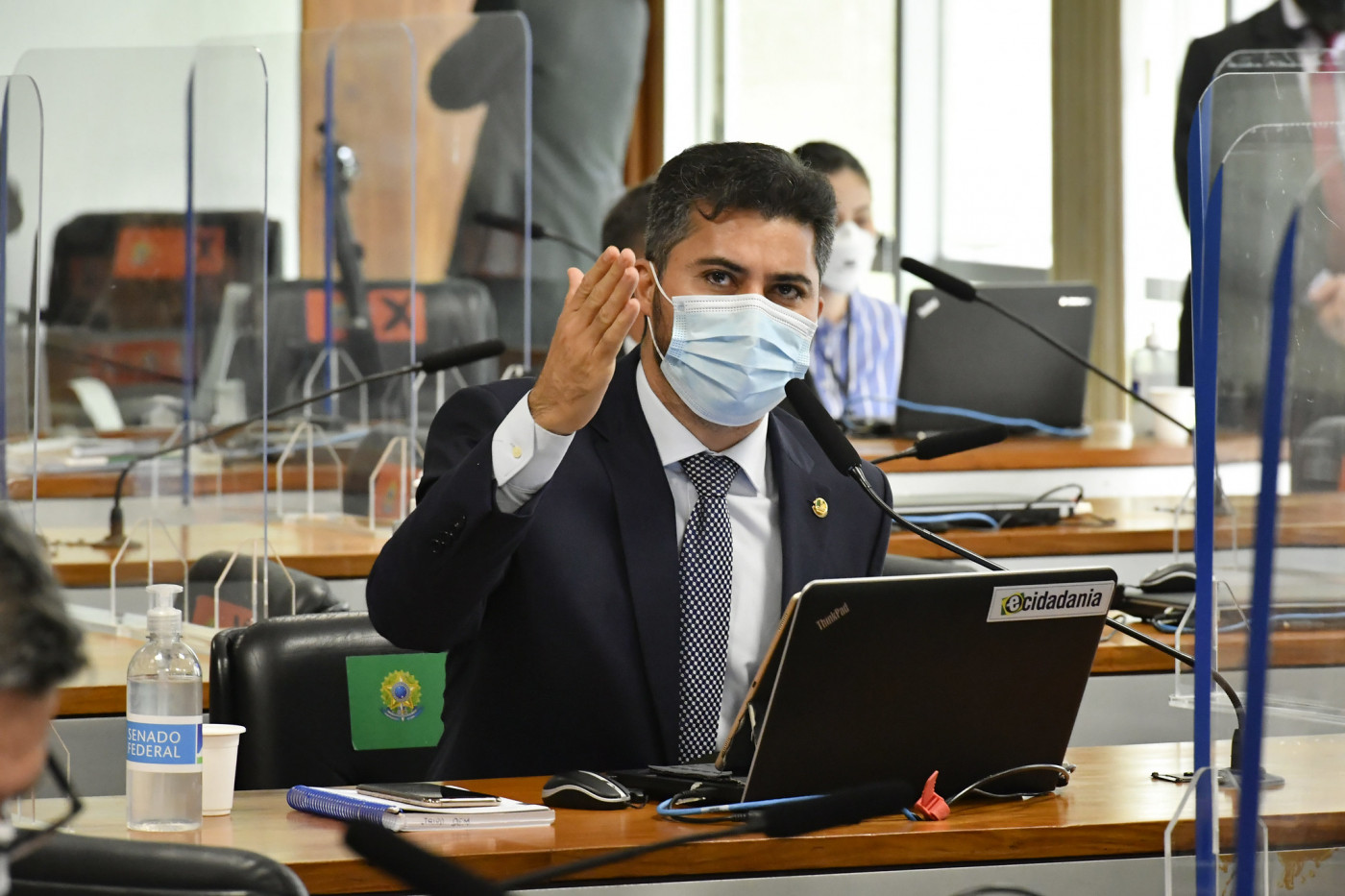 O senador Marcos Rogério, líder do DEM na Casa, durante sessão da CPI da Covid-19
