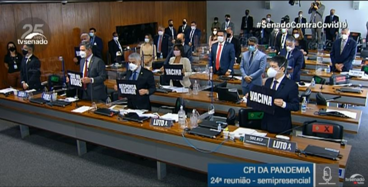 Senadores no plenário da CPI da Covid-19