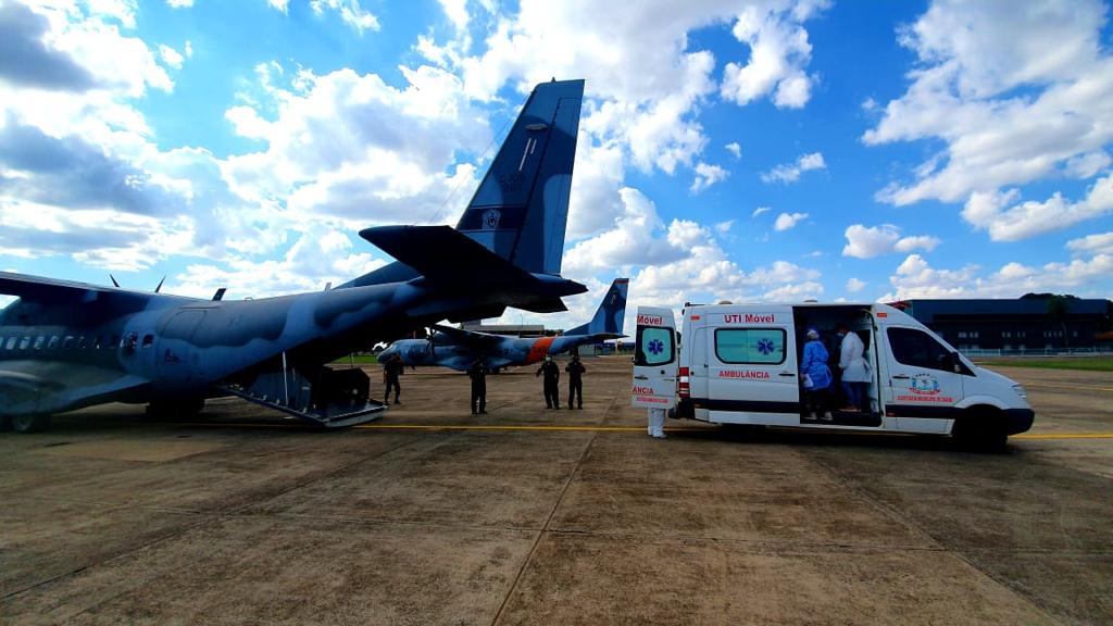 avião de transporte de pacientes com covid-19 no Mato Grosso do Sul