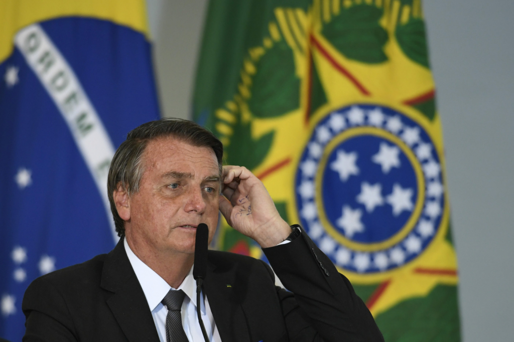 Presidente da república, Jair Bolsonaro, durante cerimônia no Palácio do Planalto