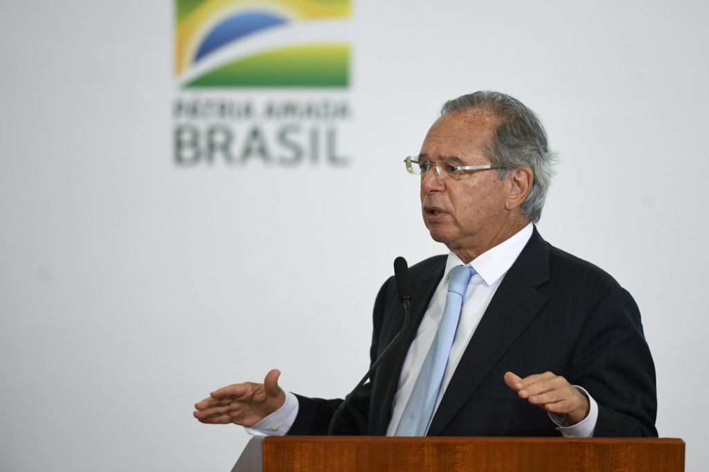 Paulo Guedes durante Solenidade alusiva à Sanção da Lei de Capitalização da Eletrobrás