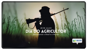 Imagem usada pela comunicação do governo mostra silhueta de homem com chapéu, carregando uma espingarda nos ombros, com a inscrição Dia do Agricultor Sobreposta