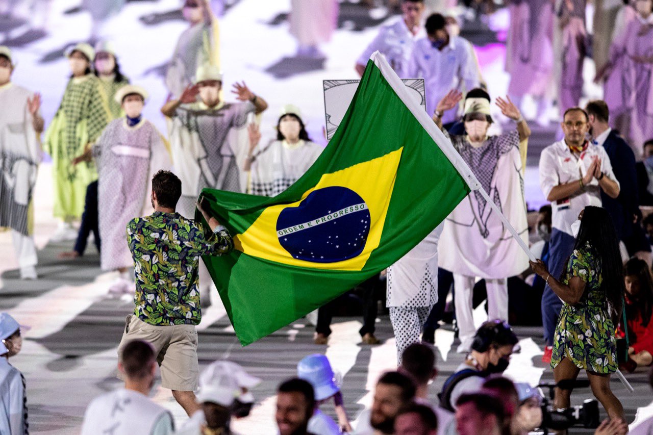 Delegação brasileira na cerimônia de abertura nos Jogos Olímpicos de Tóquio