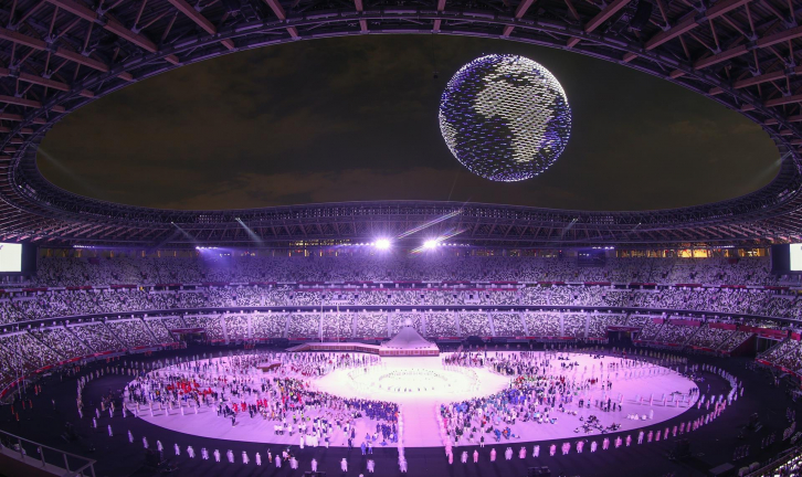 Drones formaram um globo em Tóquio na cerimônia de abertura dos Jogos de Tóquio