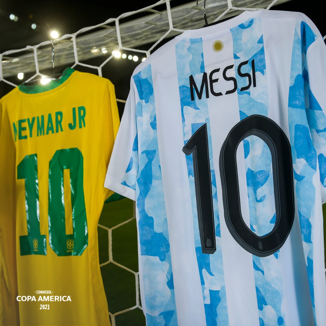 Camisas de Neymar e Messi da final da Copa América