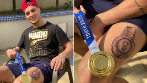 Antony tatuou a medalha de ouro conquistada nos Jogos Olímpicos de Tóquio
