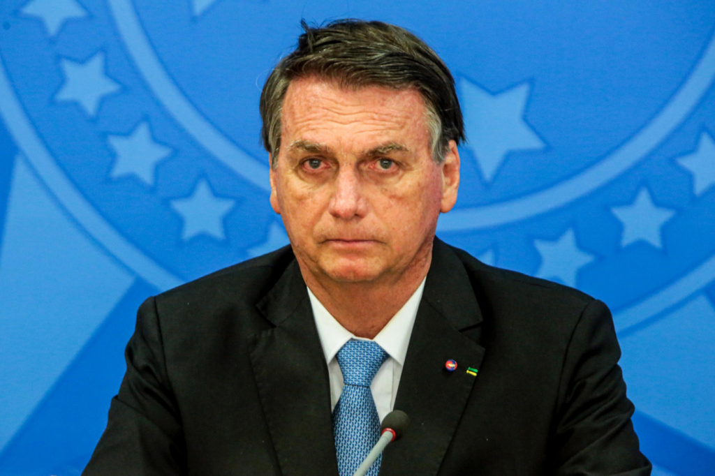 Presidente da república, Jair Bolsonaro, durante cerimônia no Palácio do Planalto