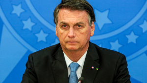 Presidente da república, Jair Bolsonaro, durante cerimônia no Palácio do Planalto