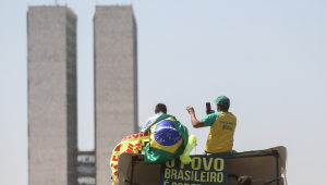 Vista geral da Esplanada dos Ministérios, em Brasília, durante ato de apoiadores do governo