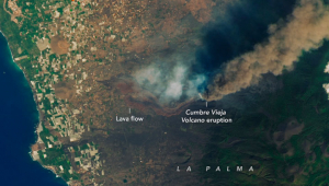 Imagem de satélite da região do Vulcão nas Canárias
