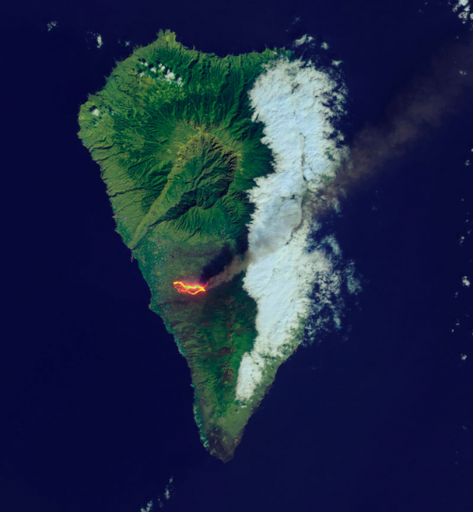Imagem de satélite da região do Vulcão nas Canárias