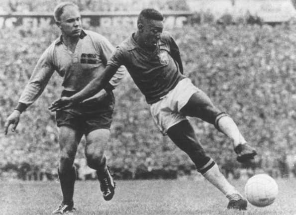 Pelé na Copa do Mundo de 1958, aos 17 anos
