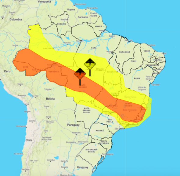Indicativo de chuvas intensas em nove Estados