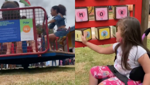 Crianças brincando em parque interativo em Ipatinga, Minas Gerais