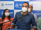 O prefeito de Salvador, Bruno Reis, anunciando o cancelamento da festa de Reveillon