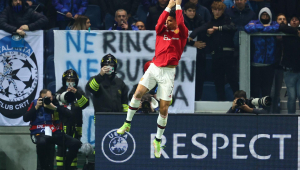 Cristiano Ronaldo marcou duas vezes no empate do Manchester United com a Atalanta, pela Liga dos Campeões