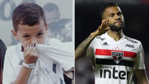 O jovem Bruninho, torcedor do Santos, disse que Daniel Alves se recusou a tirar foto com ele