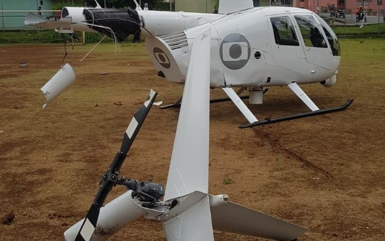 Helicóptero da Globo com a cauda quebrada